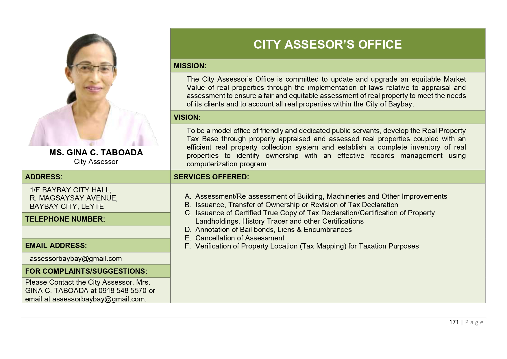 City Assessor's Office — City of Baybay, Leyte